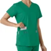 Force Essentials-scrubtop met V-hals en gebreide panelen voor dames