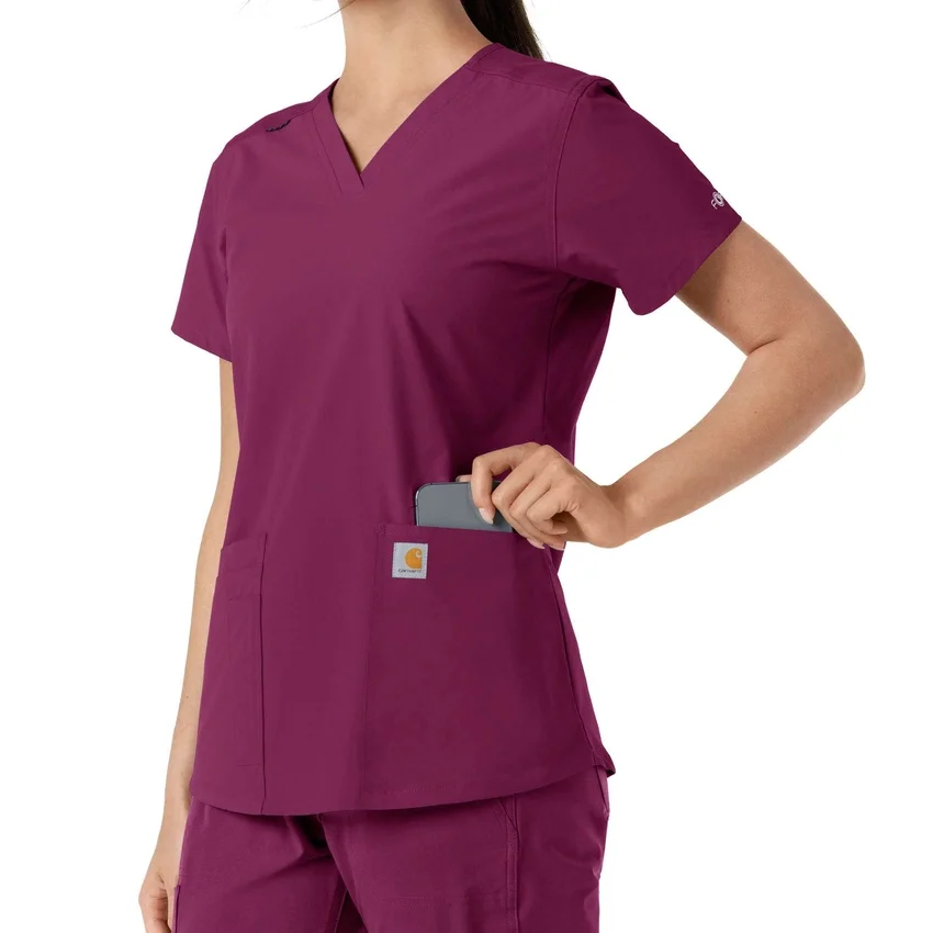 Force Essentials-scrubtop met V-hals en gebreide panelen voor dames