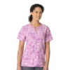 Force-scrubtop met V-hals en print voor dames
