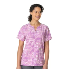 Force-scrubtop met V-hals en print voor dames