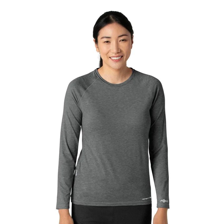 Force Sub-Scrubs gemêleerd prestatie-T-shirt met lange armstukken voor dames