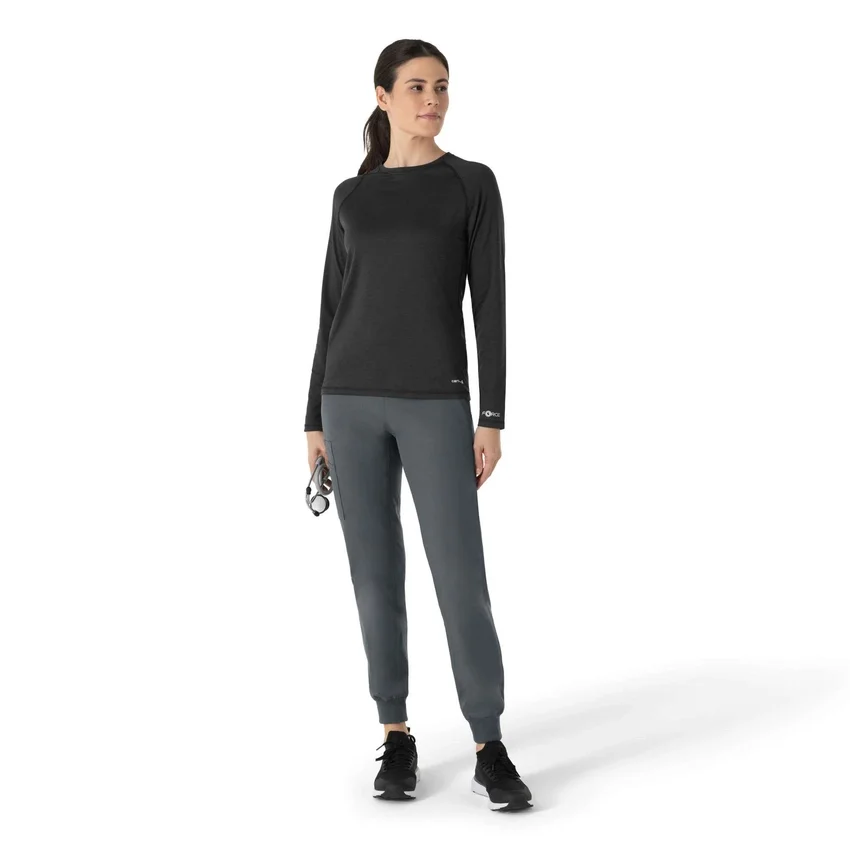 Force Sub-Scrubs gemêleerd prestatie-T-shirt met lange armstukken voor dames