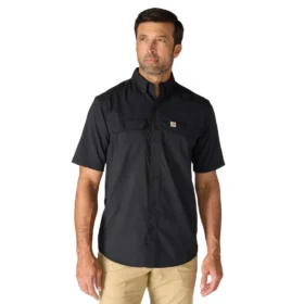 Force Sun Defender™ chambray herenoverhemd met korte armstukken en relaxte pasvorm - Zonwerende overhemden