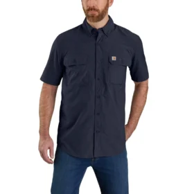 Force Sun Defender™ chambray herenoverhemd met korte armstukken en relaxte pasvorm - Zonwerende overhemden