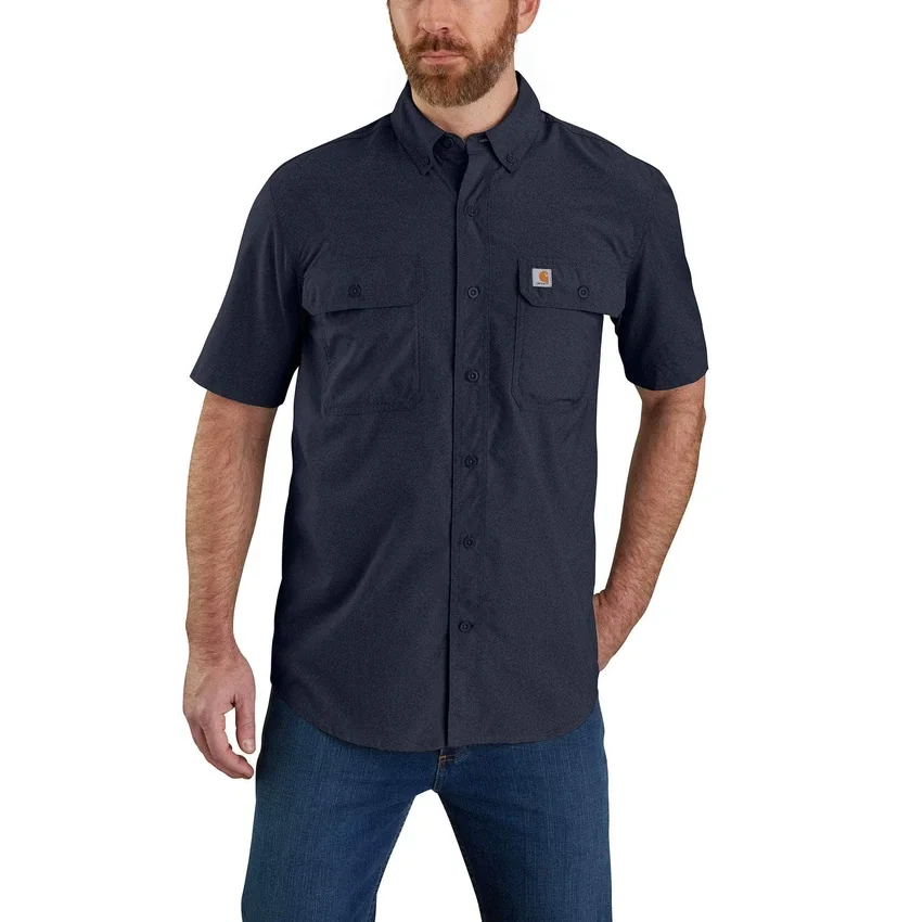 Force Sun Defender™ chambray herenoverhemd met korte armstukken en relaxte pasvorm - Zonwerende overhemden