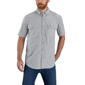 Force Sun Defender™ chambray herenoverhemd met korte armstukken en relaxte pasvorm - Zonwerende overhemden