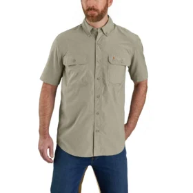 Force Sun Defender™ chambray herenoverhemd met korte armstukken en relaxte pasvorm - Zonwerende overhemden