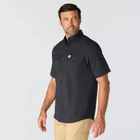 Force Sun Defender™ chambray herenoverhemd met korte armstukken en relaxte pasvorm – Zonwerende overhemden