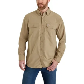 Force Sun Defender™ chambray herenoverhemd met lange armstukken en relaxte pasvorm - Zonwerende overhemden