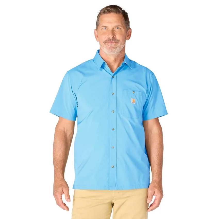 Force Sun Defender™ geweven herenoverhemd met korte armstukken en relaxte pasvorm - Zonwerende overhemden