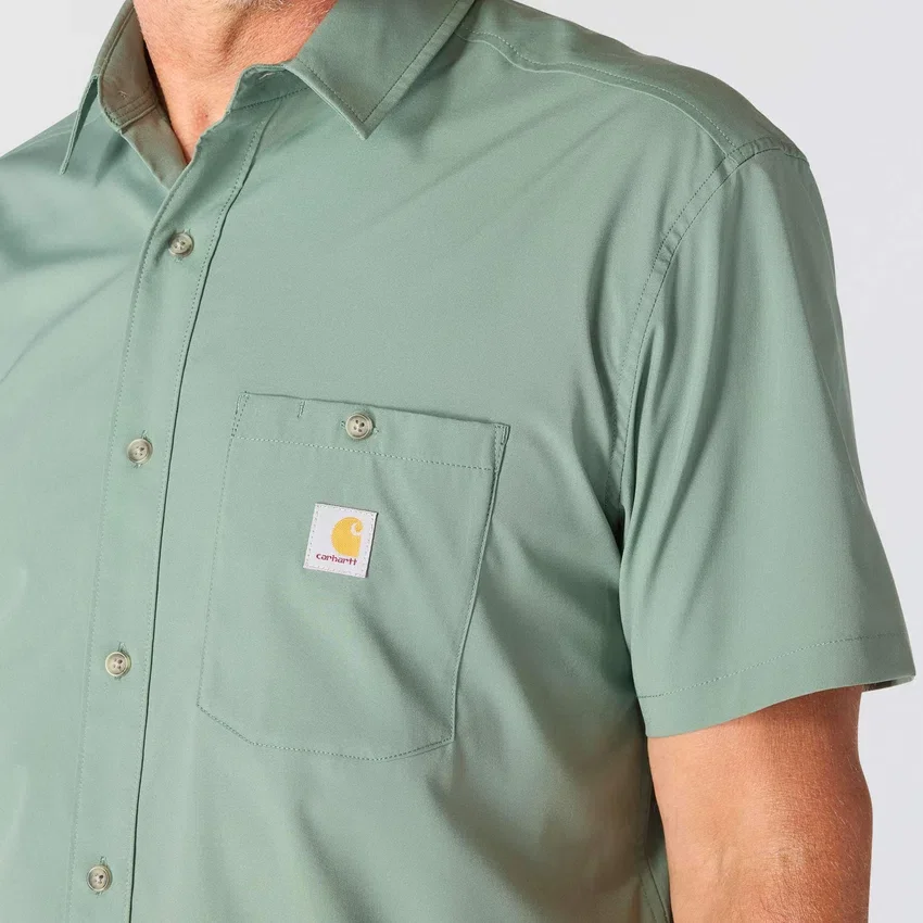 Force Sun Defender™ geweven herenoverhemd met korte armstukken en relaxte pasvorm - Zonwerende overhemden