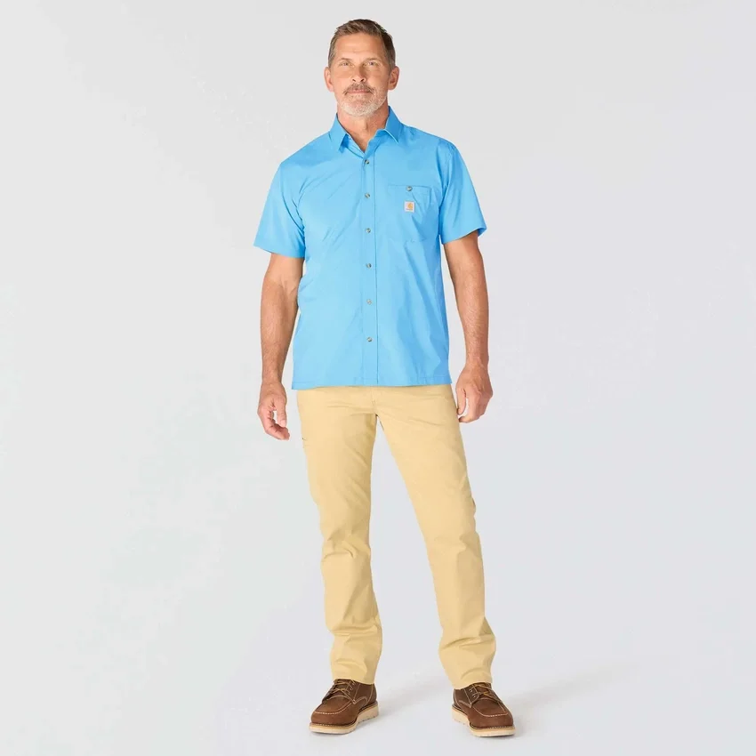 Force Sun Defender™ geweven herenoverhemd met korte armstukken en relaxte pasvorm - Zonwerende overhemden