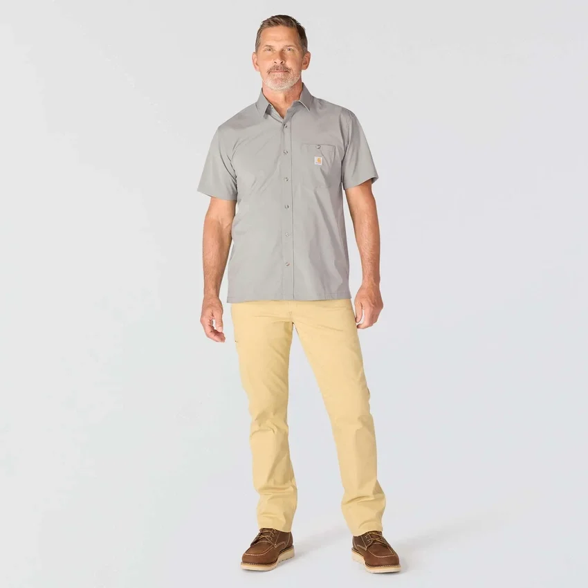 Force Sun Defender™ geweven herenoverhemd met korte armstukken en relaxte pasvorm - Zonwerende overhemden