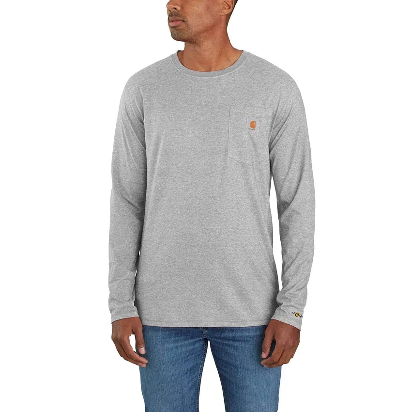 Force T-shirt met lange mouwen, vochtafvoerend en met zak, voor heren