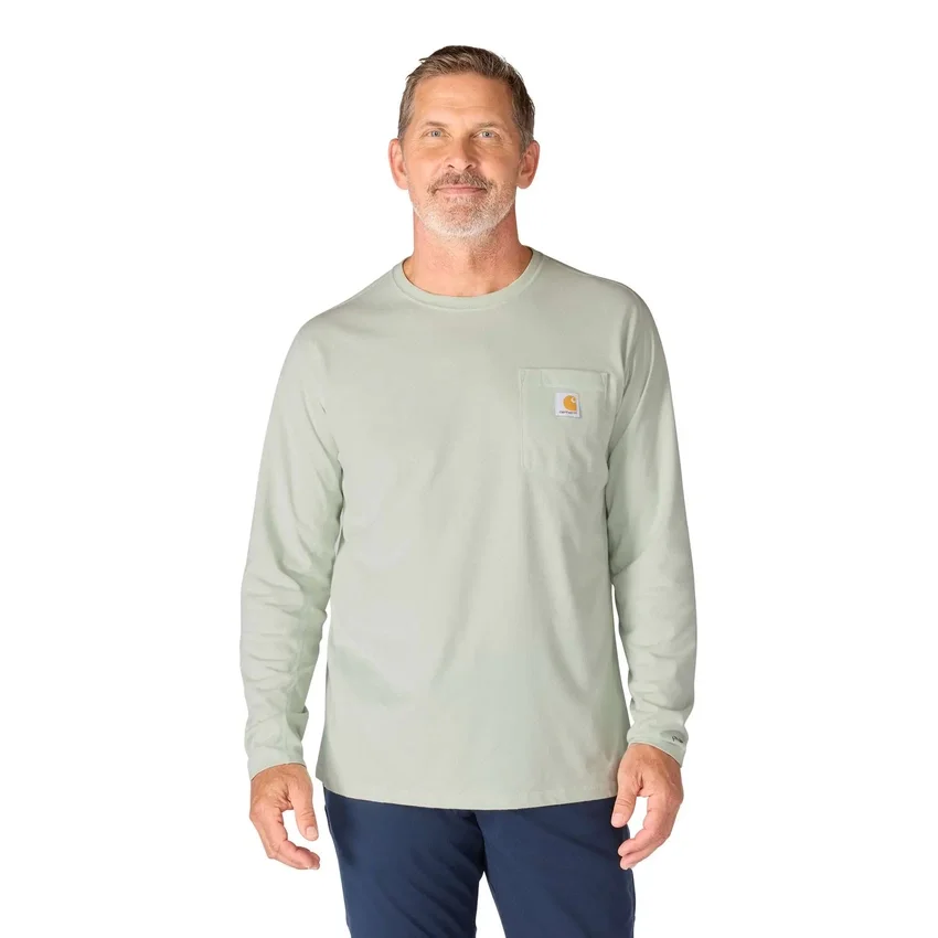 Force T-shirt met lange mouwen, vochtafvoerend en met zak, voor heren