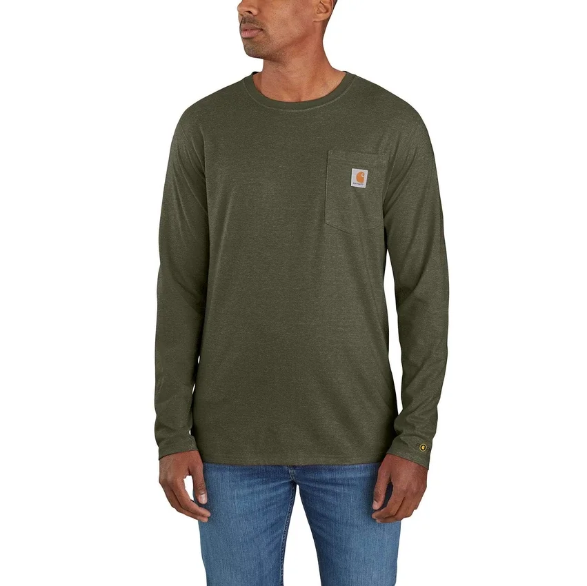 Force T-shirt met lange mouwen, vochtafvoerend en met zak, voor heren