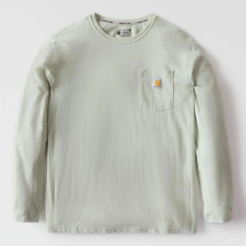 Force T-shirt met lange mouwen, vochtafvoerend en met zak, voor heren