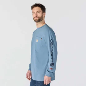 FR Force Irvine T-shirt met lange armstukken en logo voor heren, losse pasvorm – Vlamwerende overhemden