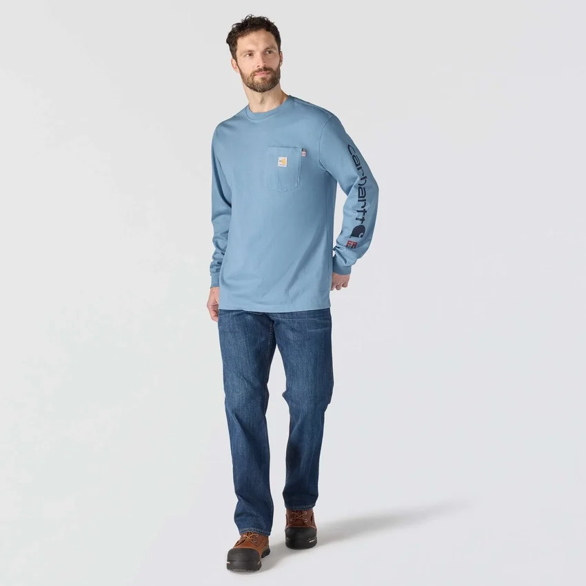 FR Force Irvine T-shirt met lange armstukken en logo voor heren, losse pasvorm - Vlamwerende overhemden