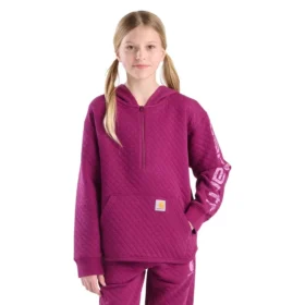 Gewatteerd jersey-sweatshirt met lange armstukken en halve rits voor meisjes (kind/jeugd)
