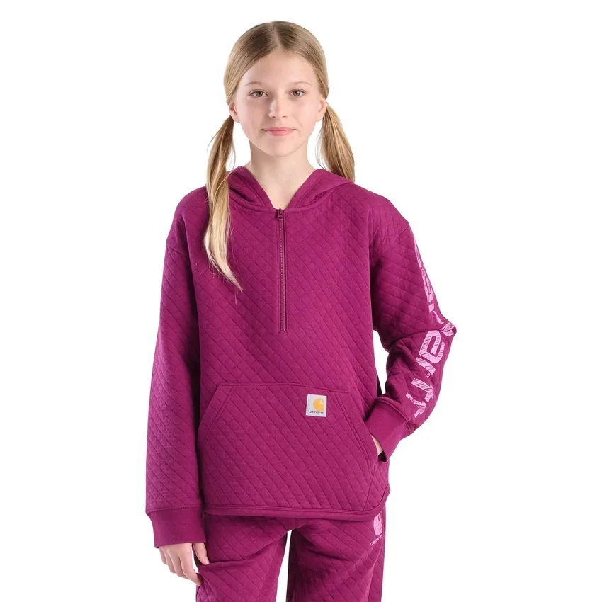 Gewatteerd jersey-sweatshirt met lange armstukken en halve rits voor meisjes (kind/jeugd)