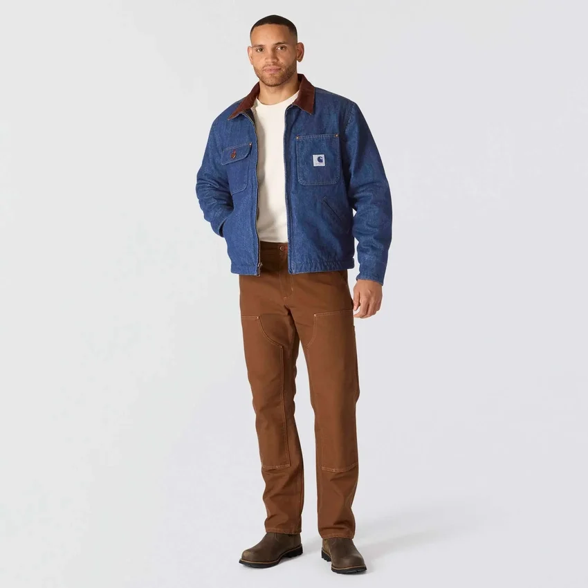 Heren Crafted Series denim Chore Coat met sherpa-voering