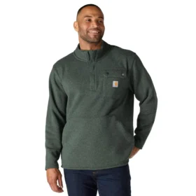 Heren fleece-trui met kwartritssluiting en relaxte pasvorm