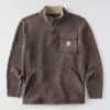 Heren fleece-trui met kwartritssluiting en relaxte pasvorm