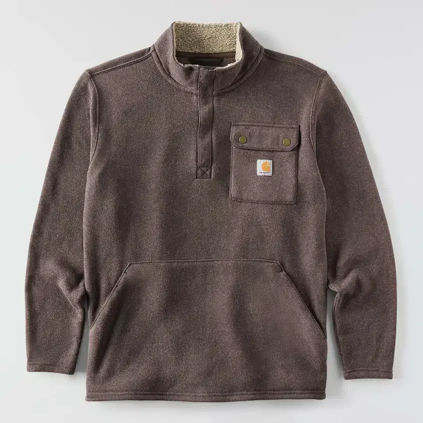 Heren fleece-trui met kwartritssluiting en relaxte pasvorm