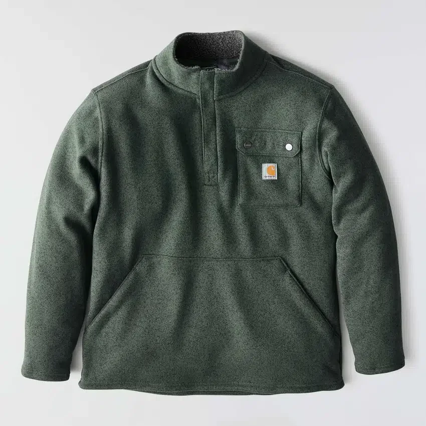 Heren fleece-trui met kwartritssluiting en relaxte pasvorm
