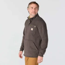Heren fleece-trui met kwartritssluiting en relaxte pasvorm