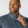 Heren fleece-trui met kwartritssluiting en relaxte pasvorm