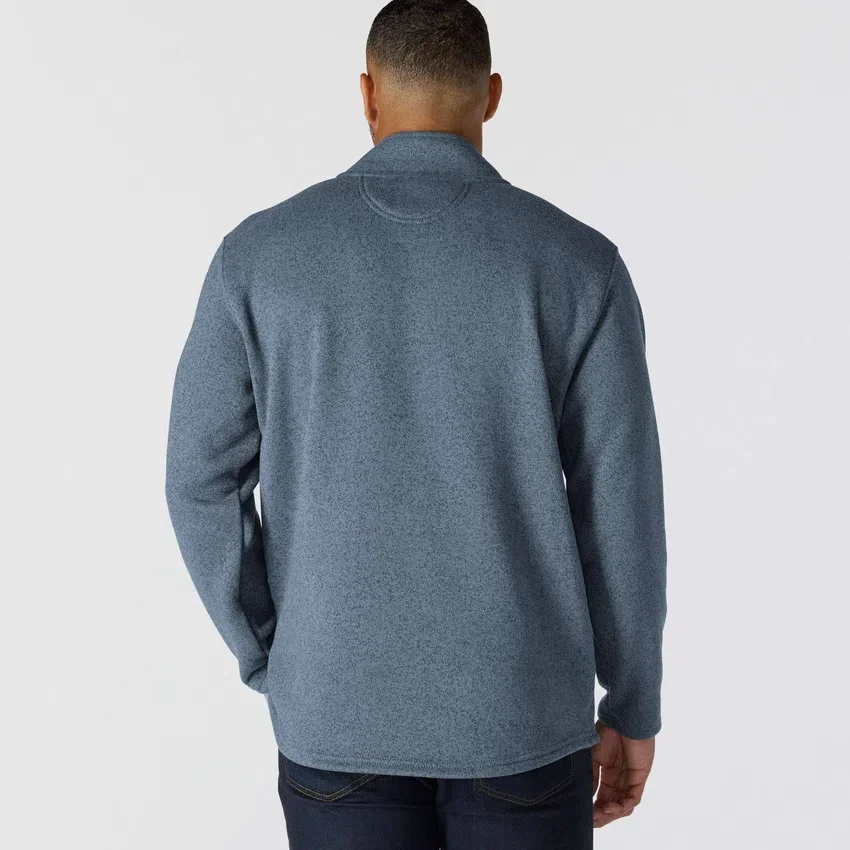 Heren fleece-trui met kwartritssluiting en relaxte pasvorm