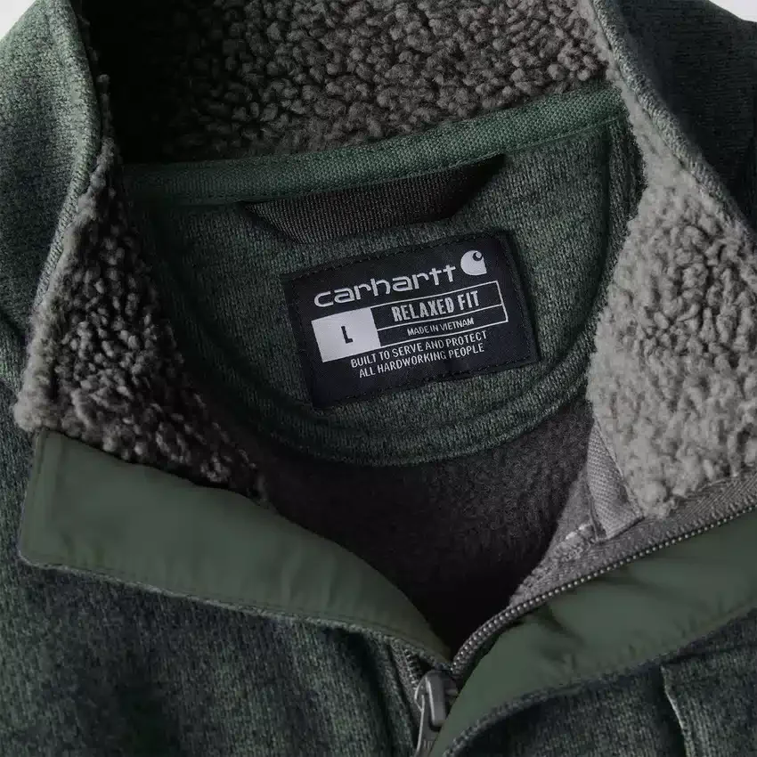 Heren fleece-trui met kwartritssluiting en relaxte pasvorm