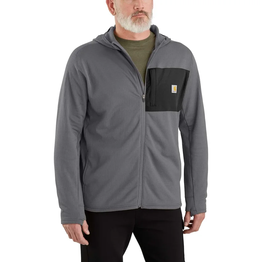 Heren Force fleece-gevoerde, vochtafvoerende hoodie met ritssluiting