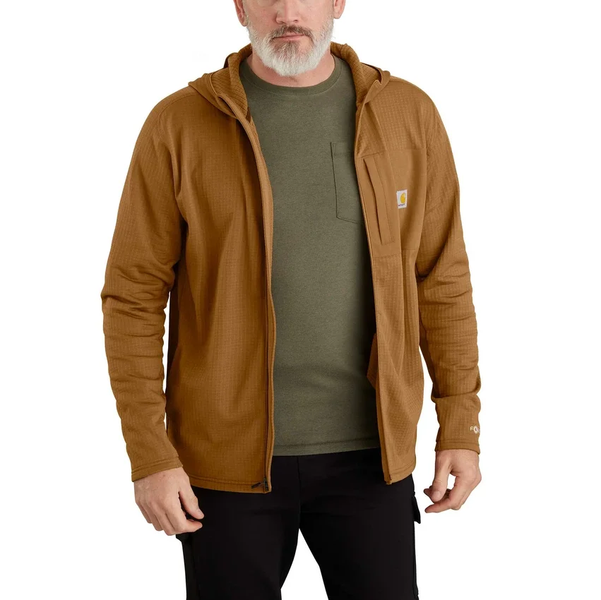 Heren Force fleece-gevoerde, vochtafvoerende hoodie met ritssluiting