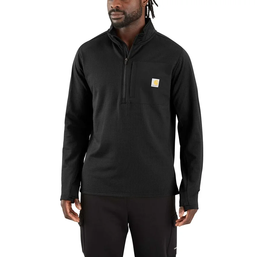 Heren Force fleecegevoerde, vochtafvoerende pullover met halve rits
