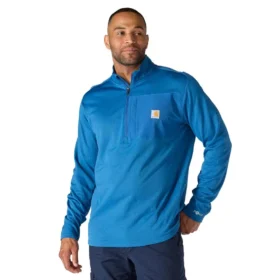 Heren Force fleecegevoerde, vochtafvoerende pullover met halve rits