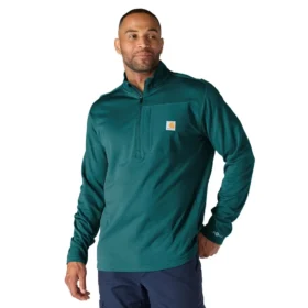 Heren Force fleecegevoerde, vochtafvoerende pullover met halve rits