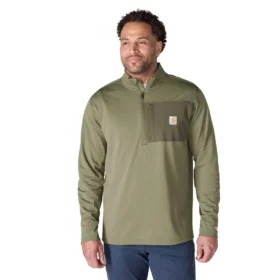 Heren Force fleecegevoerde, vochtafvoerende pullover met halve rits