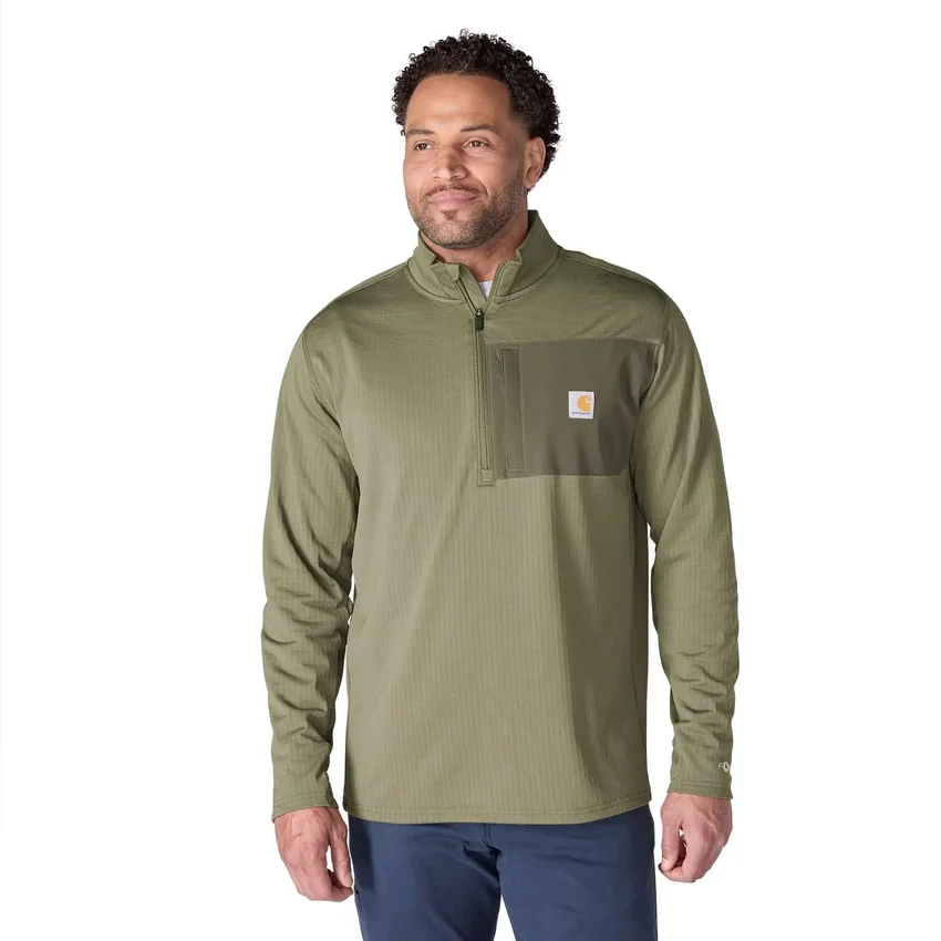 Heren Force fleecegevoerde, vochtafvoerende pullover met halve rits