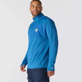 Heren Force fleecegevoerde, vochtafvoerende pullover met halve rits