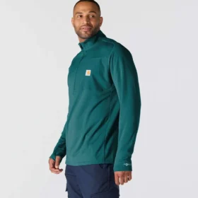 Heren Force fleecegevoerde, vochtafvoerende pullover met halve rits