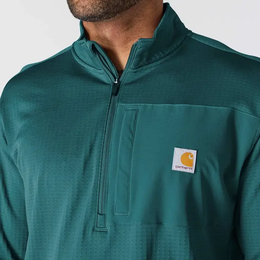 Heren Force fleecegevoerde, vochtafvoerende pullover met halve rits