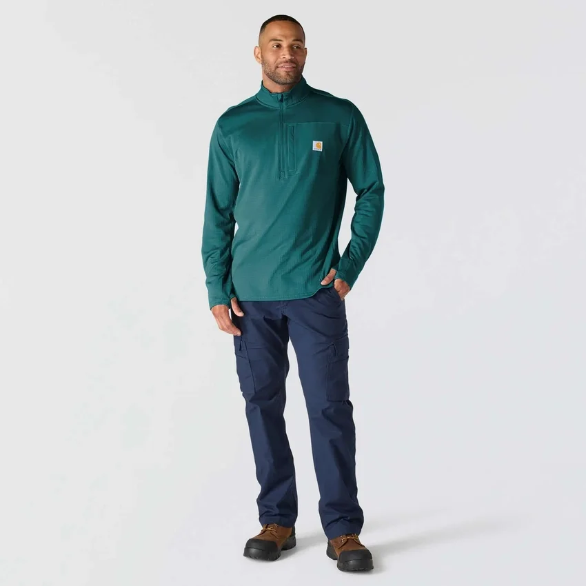 Heren Force fleecegevoerde, vochtafvoerende pullover met halve rits