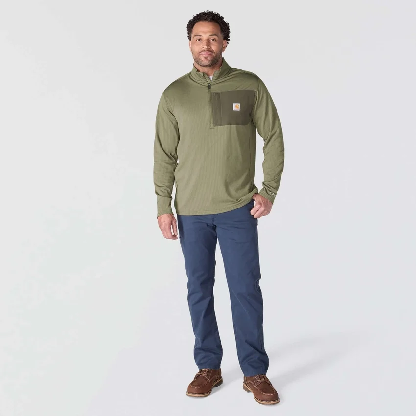 Heren Force fleecegevoerde, vochtafvoerende pullover met halve rits