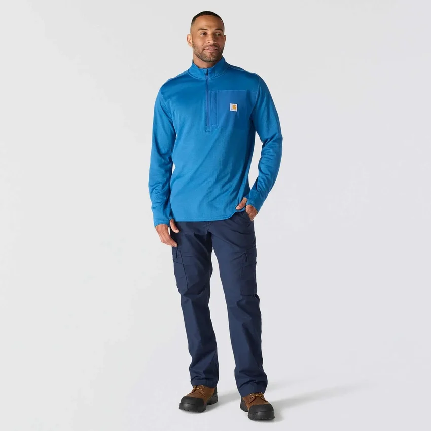Heren Force fleecegevoerde, vochtafvoerende pullover met halve rits