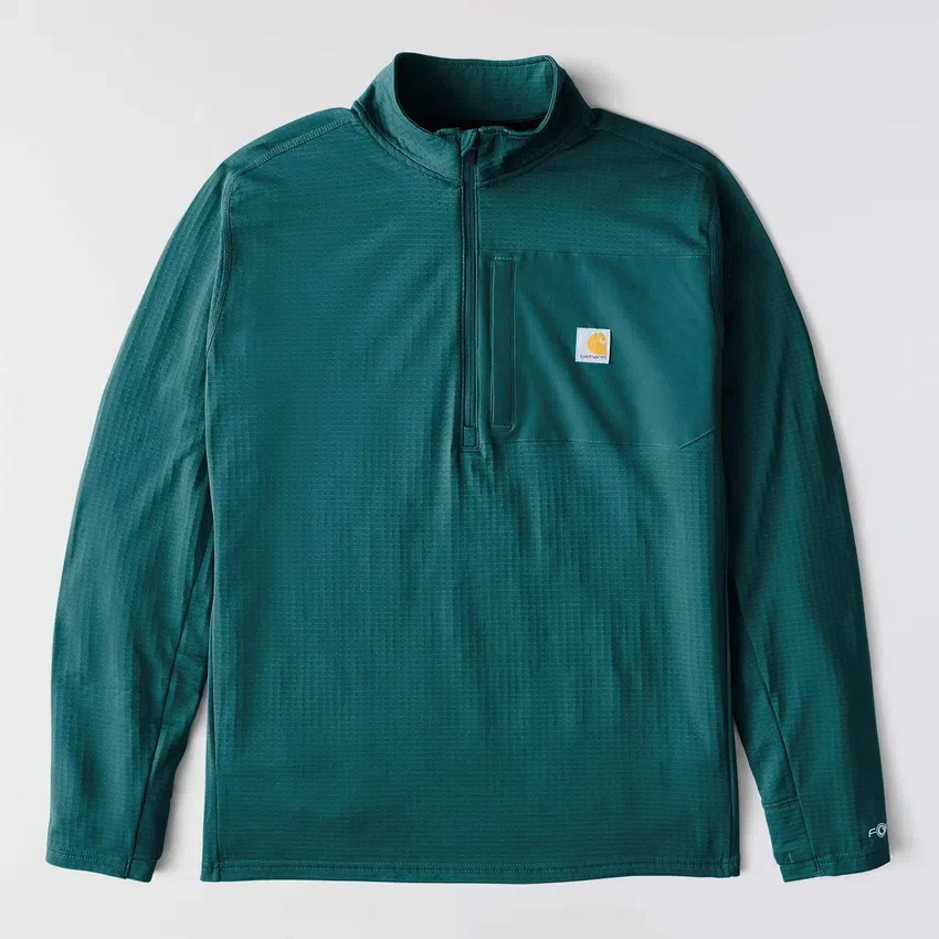 Heren Force fleecegevoerde, vochtafvoerende pullover met halve rits