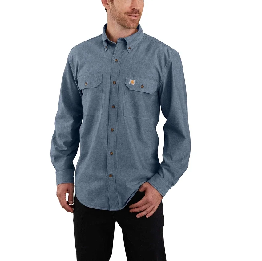 Heren Fort Loose Fit chambray-overhemd met lange armstukken - Overhemden voor heren