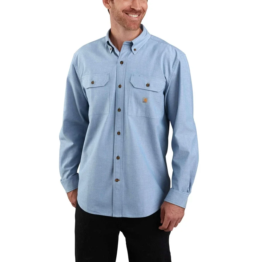 Heren Fort Loose Fit chambray-overhemd met lange armstukken - Overhemden voor heren
